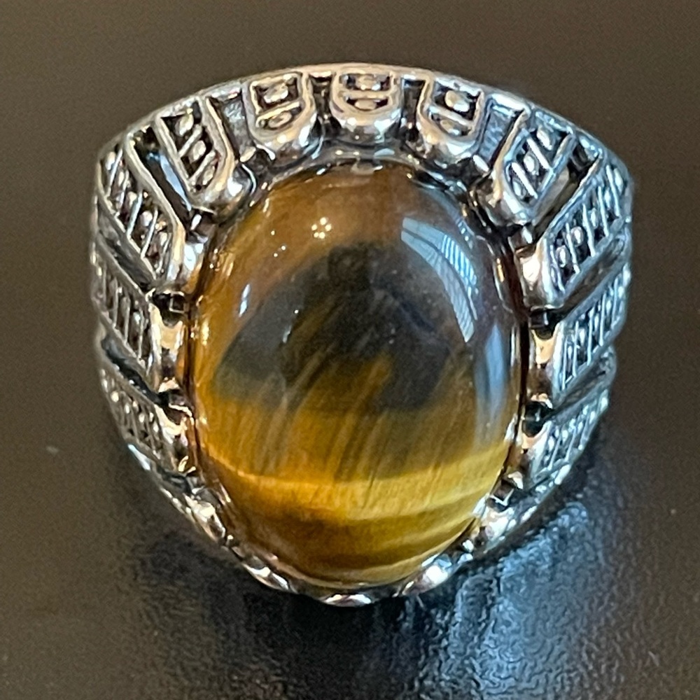 Tiger eye stone S925 silver ring size 9.5